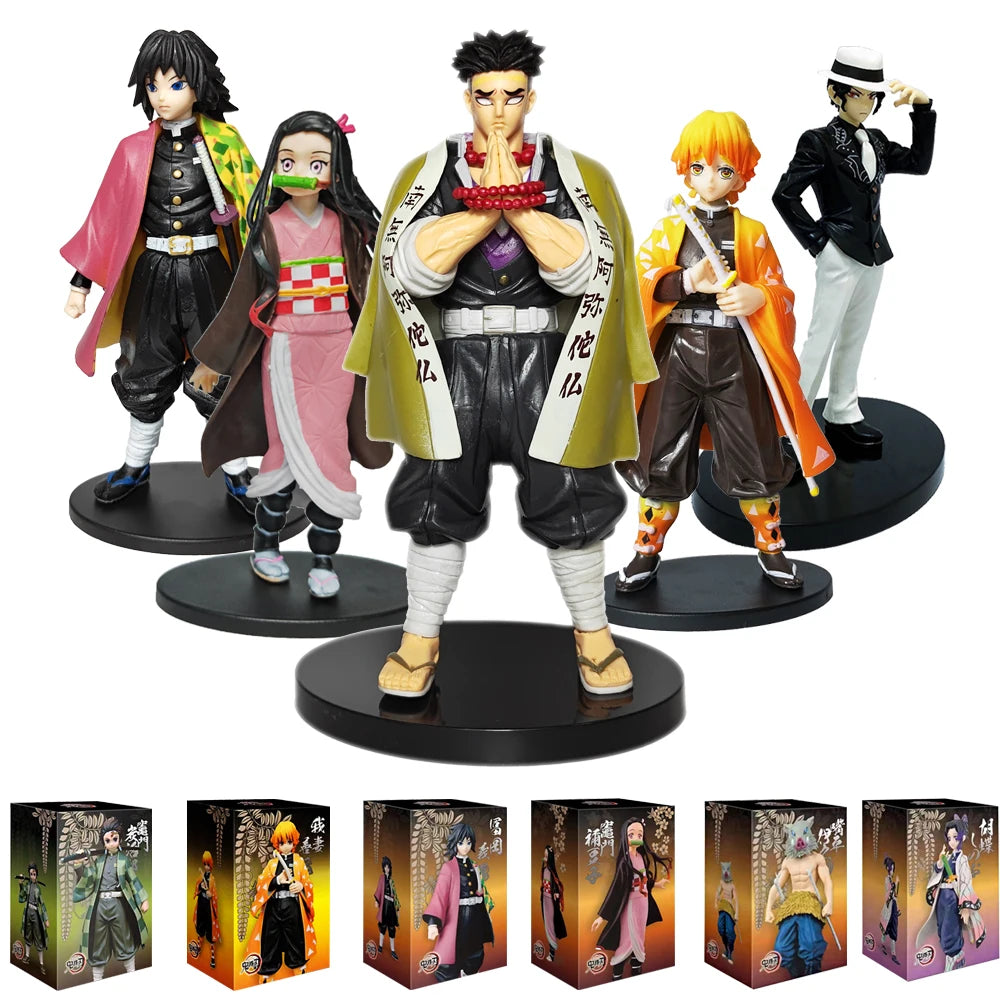 Demon Slayer Anime Figures – 14 cm Tanjiro, Nezuko, Zenitsu & Inosuke PVC Collectible Statues