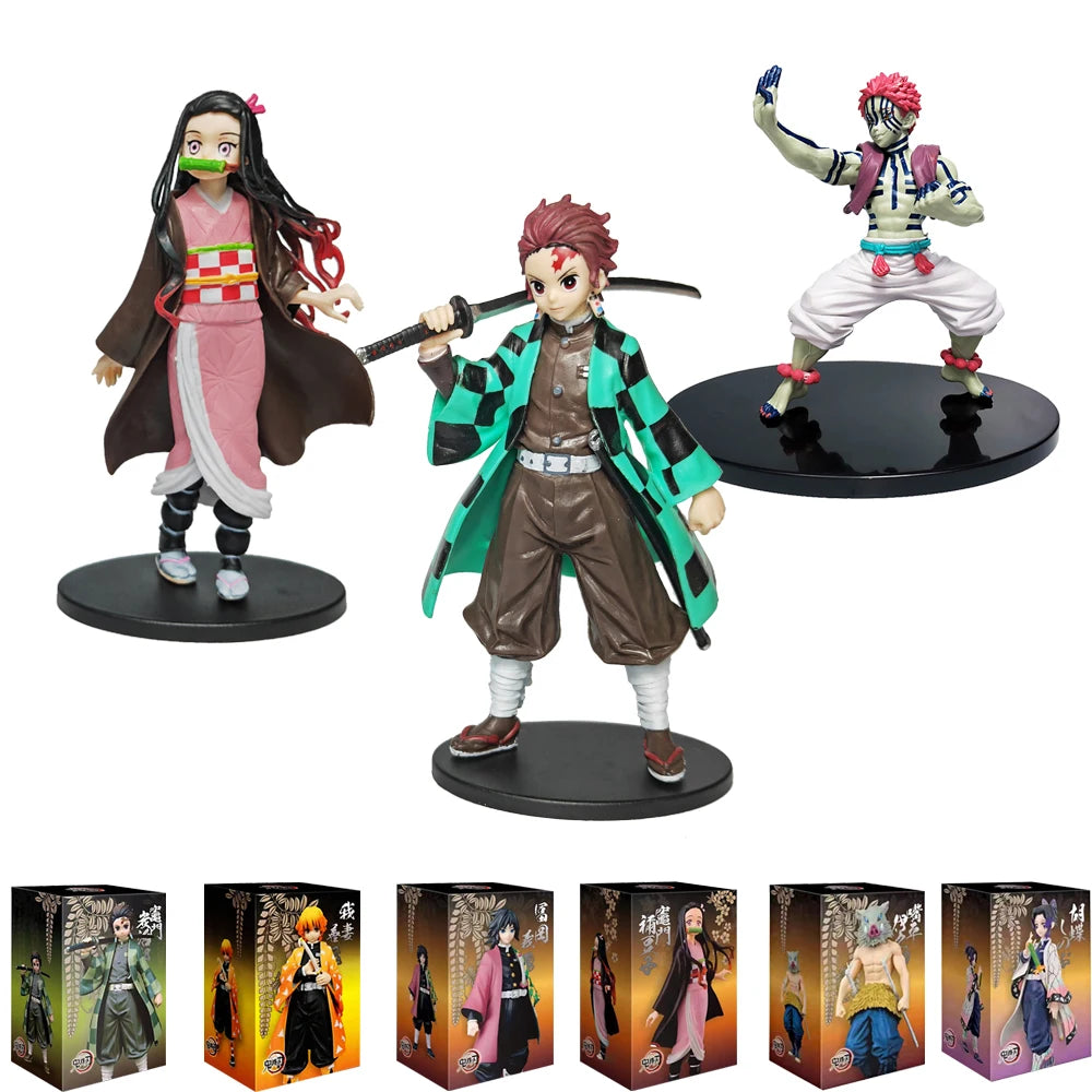 Demon Slayer Anime Figures – 14 cm Tanjiro, Nezuko, Zenitsu & Inosuke PVC Collectible Statues