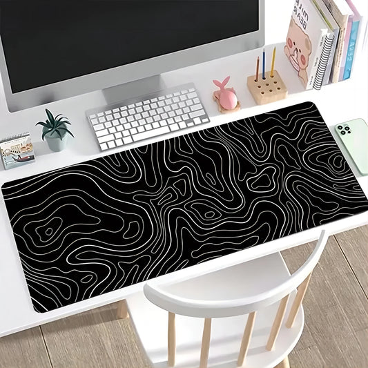 Large Extended Gaming Mouse Pad with Non-Slip Rubber Base,Topographic Design,for Full Desk Keyboard and Mouse Support