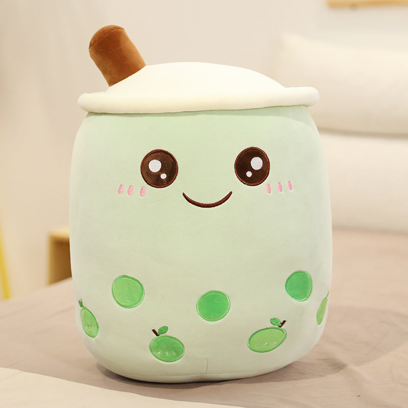 Strawberry Milk Tea Boba Plush Pillow – Cute Bubble Tea Stuffed Toy Cushion