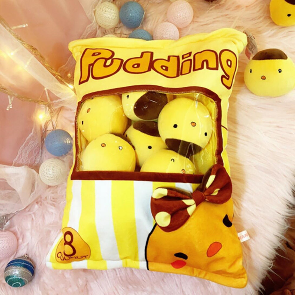 Snack Bag Plush Pillow – Large Stuffed Cushion with 8 Mini Plush Toys
