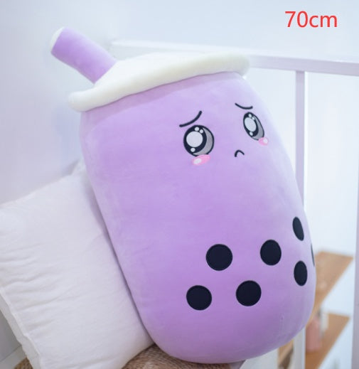 Strawberry Milk Tea Boba Plush Pillow – Cute Bubble Tea Stuffed Toy Cushion