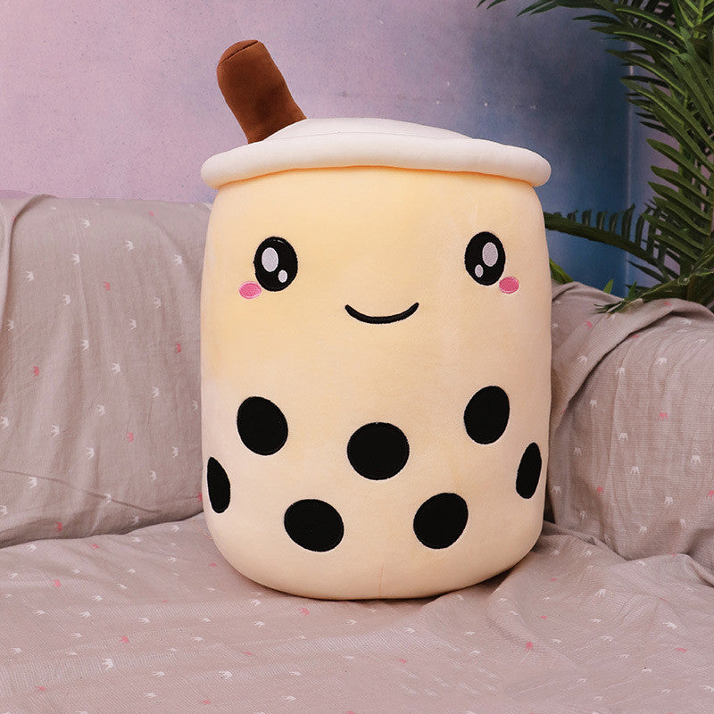 Strawberry Milk Tea Boba Plush Pillow – Cute Bubble Tea Stuffed Toy Cushion