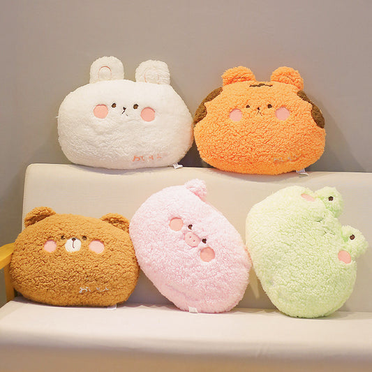 Kawaii Animal Plush Pillow – Cute Bear, Rabbit, Frog & Pig Stuffed Toys