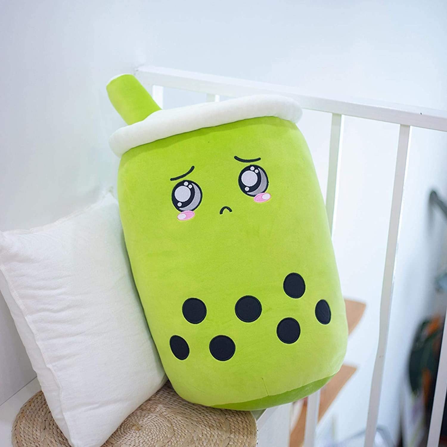 Strawberry Milk Tea Boba Plush Pillow – Cute Bubble Tea Stuffed Toy Cushion