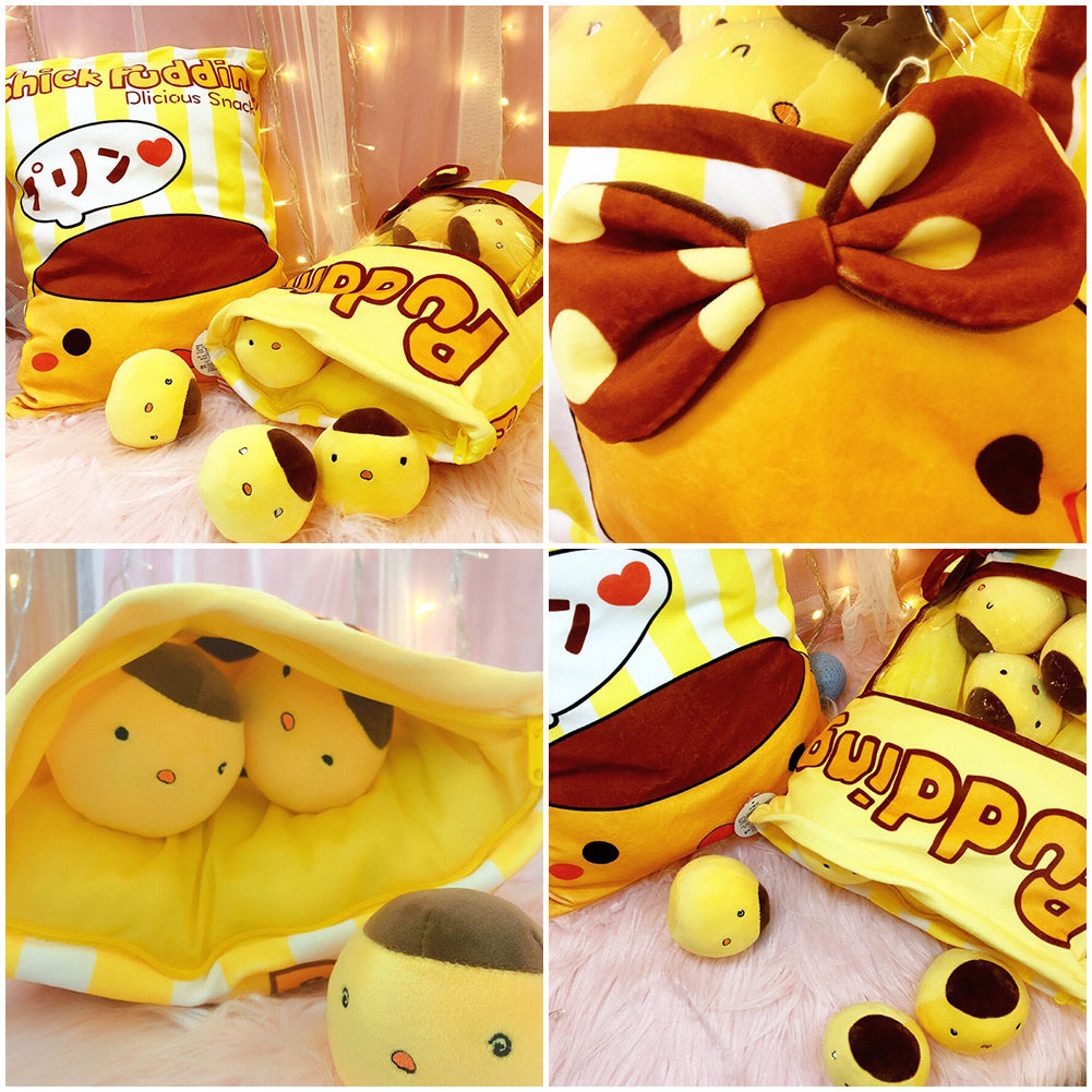Snack Bag Plush Pillow – Large Stuffed Cushion with 8 Mini Plush Toys