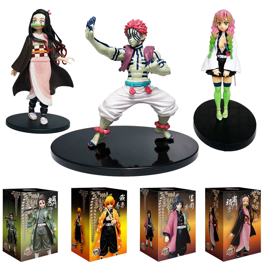 Demon Slayer Anime Figures – 14 cm Tanjiro, Nezuko, Zenitsu & Inosuke PVC Collectible Statues