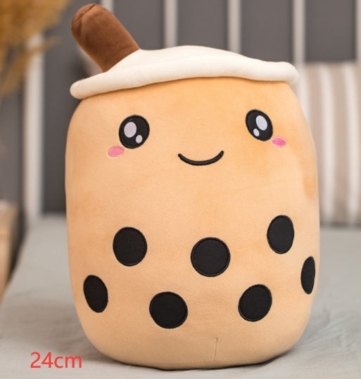 Strawberry Milk Tea Boba Plush Pillow – Cute Bubble Tea Stuffed Toy Cushion