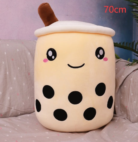 Strawberry Milk Tea Boba Plush Pillow – Cute Bubble Tea Stuffed Toy Cushion