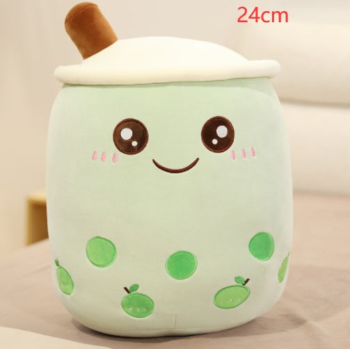 Strawberry Milk Tea Boba Plush Pillow – Cute Bubble Tea Stuffed Toy Cushion