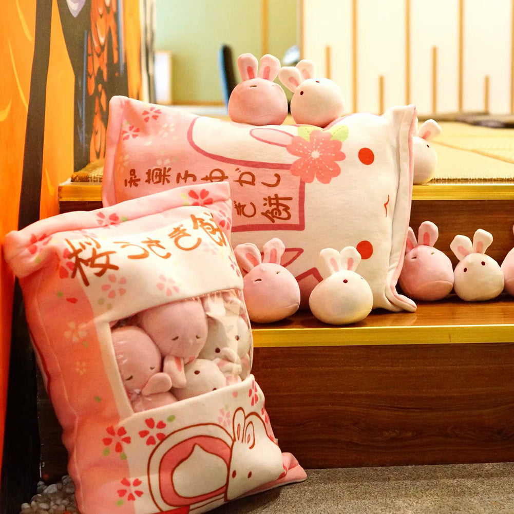 Snack Bag Plush Pillow – Large Stuffed Cushion with 8 Mini Plush Toys