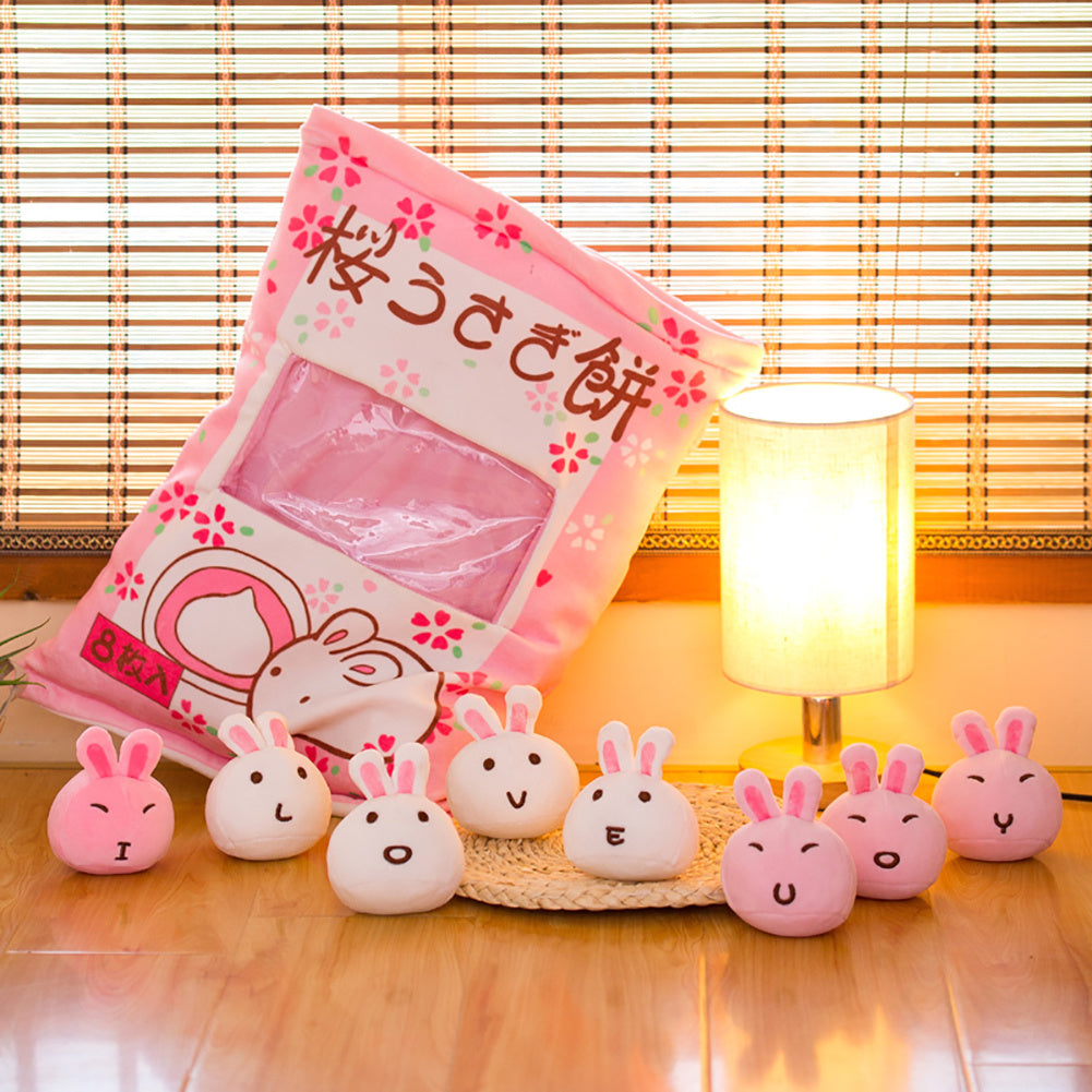 Snack Bag Plush Pillow – Large Stuffed Cushion with 8 Mini Plush Toys