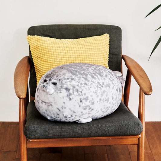 Seal Plush Cushion – Cute Stuffed Animal Pillow in Grey or White