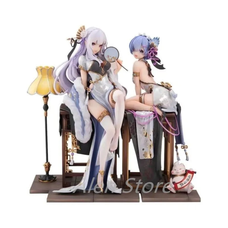 Re:Zero Emilia & Rem Figures – 23 cm Lolita Outfit PVC Anime Collectible Statue Models