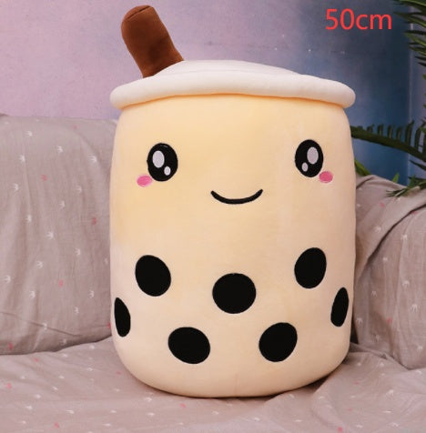 Strawberry Milk Tea Boba Plush Pillow – Cute Bubble Tea Stuffed Toy Cushion