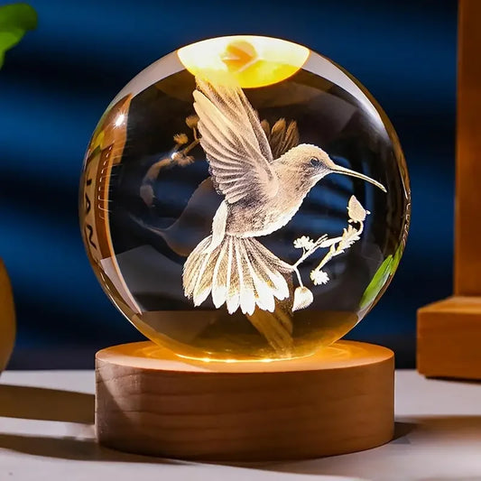 3D Hummingbird Crystal Ball – Laser Engraved Glass Globe for Bedroom Décor, Graduation & Birthday Gifts