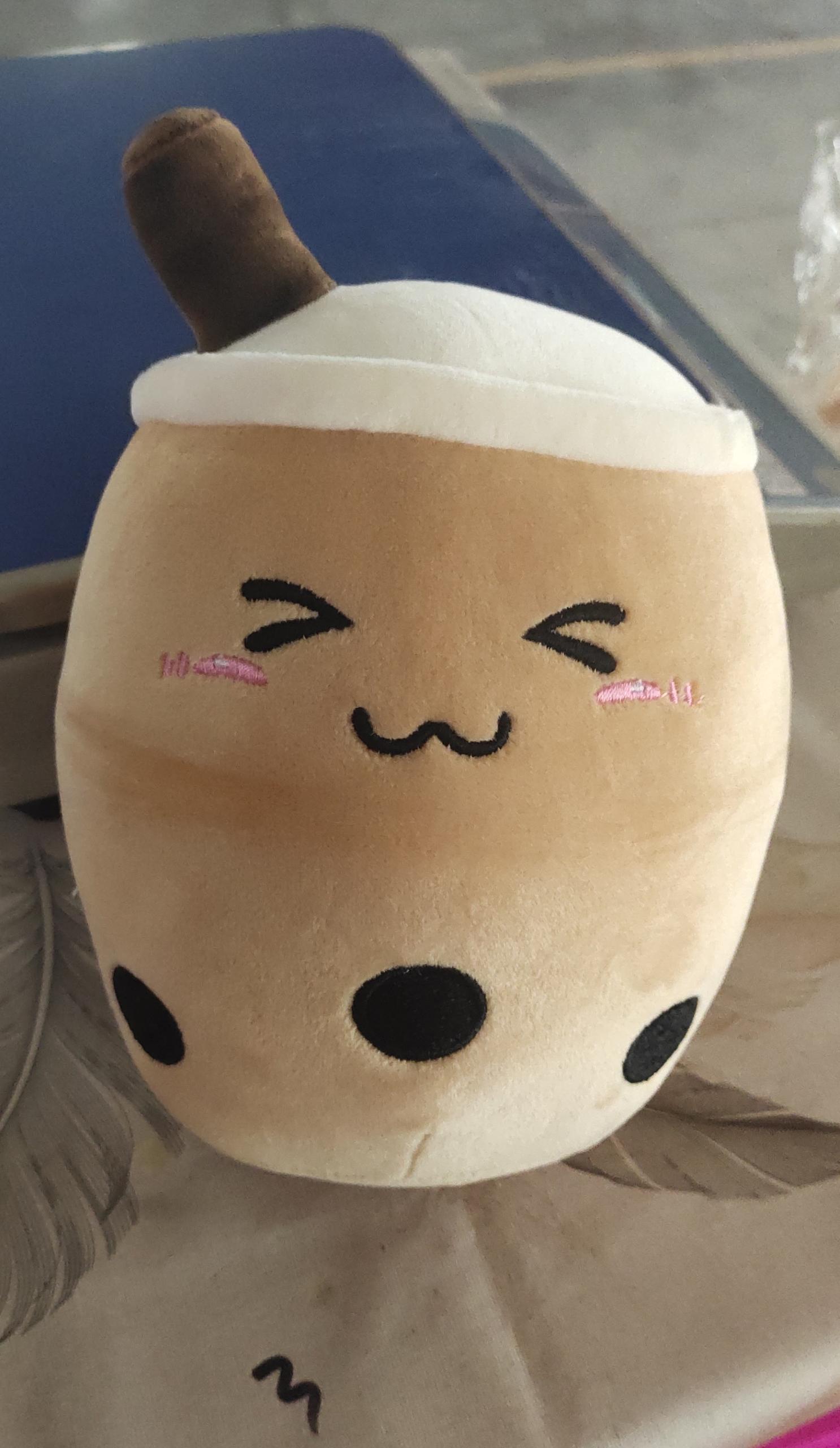 Strawberry Milk Tea Boba Plush Pillow – Cute Bubble Tea Stuffed Toy Cushion