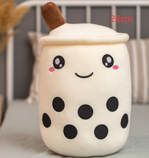 Strawberry Milk Tea Boba Plush Pillow – Cute Bubble Tea Stuffed Toy Cushion