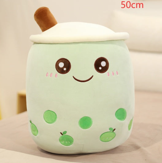 Strawberry Milk Tea Boba Plush Pillow – Cute Bubble Tea Stuffed Toy Cushion