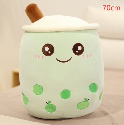 Strawberry Milk Tea Boba Plush Pillow – Cute Bubble Tea Stuffed Toy Cushion