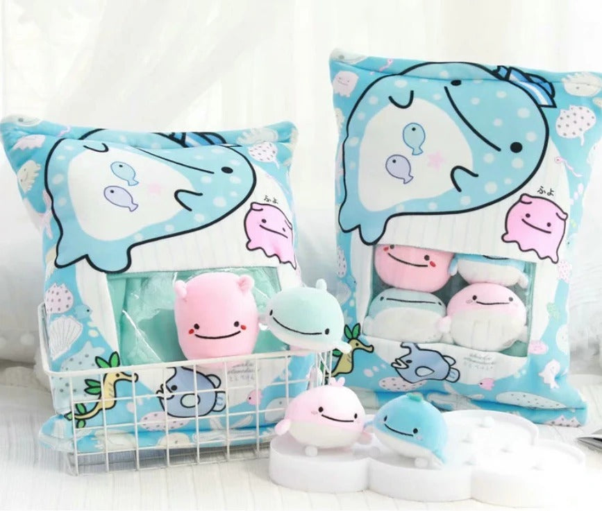 Snack Bag Plush Pillow – Large Stuffed Cushion with 8 Mini Plush Toys
