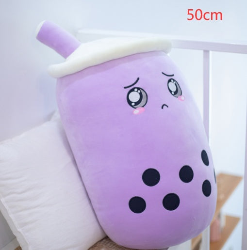 Strawberry Milk Tea Boba Plush Pillow – Cute Bubble Tea Stuffed Toy Cushion