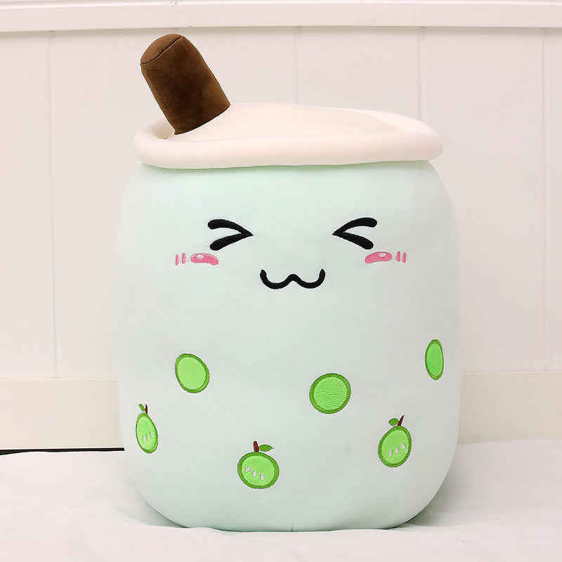 Strawberry Milk Tea Boba Plush Pillow – Cute Bubble Tea Stuffed Toy Cushion