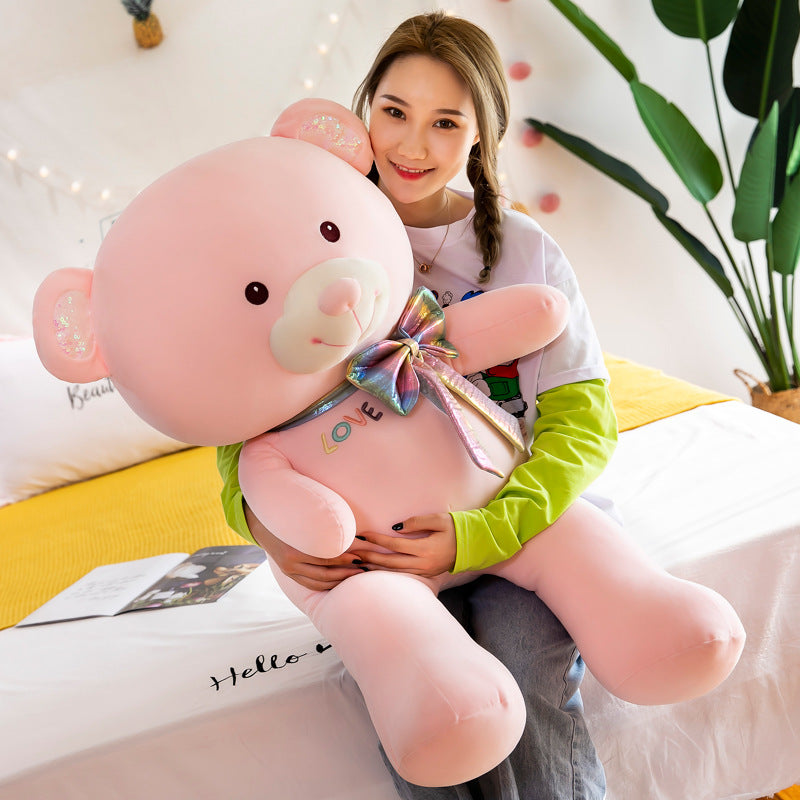 Cartoon Bow Big Bear Plush Toy – Soft & Cuddly Teddy Bear