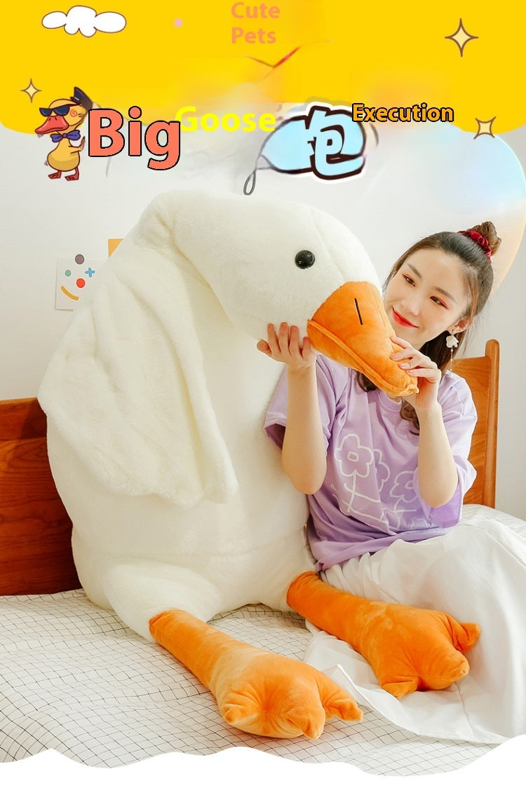 Giant White Goose Plush Pillow – Soft Stuffed Animal Toy