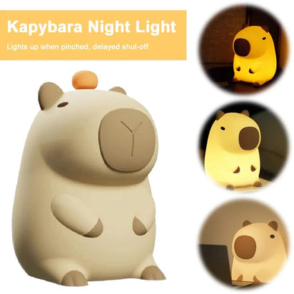 Cute Capybara Night Light – Rechargeable Silicone Touch Lamp for Kids & Home Décor | Dimmable, Portable & Adorably Giftable
