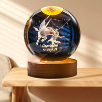 12 Constellation Crystal Ball with LED Office Decoration Sphere Stand Holder Laser Engraving Glass Ball Birthday Gift Souvenir