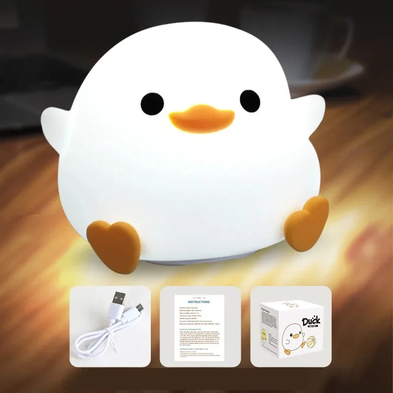Pat Duck Night Light – LED Silicone Duck Night Light with Touch Sensor, Timer, and USB Rechargeable Battery