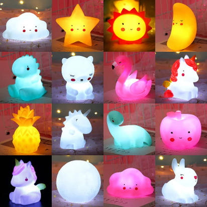 Cute Cartoon Night Light – Adorable LED Lamp in Bear, Cloud, Star, Moon & Ice Cream Designs
