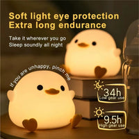 Pat Duck Night Light – LED Silicone Duck Night Light with Touch Sensor, Timer, and USB Rechargeable Battery