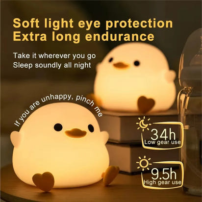 Pat Duck Night Light – LED Silicone Duck Night Light with Touch Sensor, Timer, and USB Rechargeable Battery