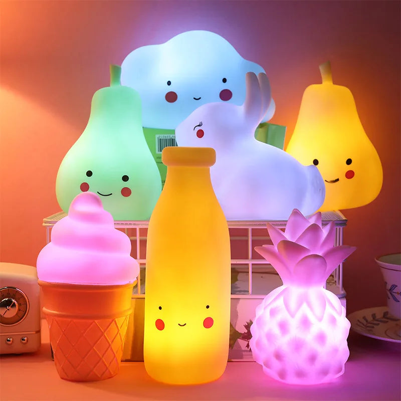 Cute Cartoon Night Light – Adorable LED Lamp in Bear, Cloud, Star, Moon & Ice Cream Designs