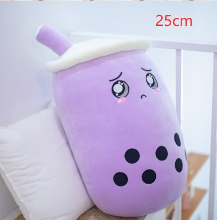 Strawberry Milk Tea Boba Plush Pillow – Cute Bubble Tea Stuffed Toy Cushion