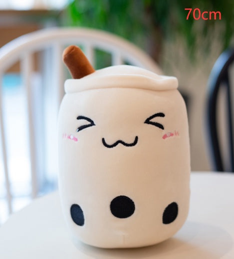 Strawberry Milk Tea Boba Plush Pillow – Cute Bubble Tea Stuffed Toy Cushion