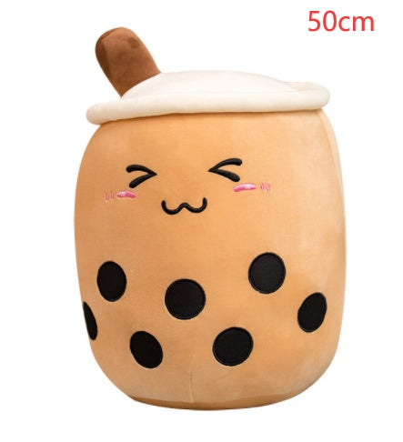 Strawberry Milk Tea Boba Plush Pillow – Cute Bubble Tea Stuffed Toy Cushion