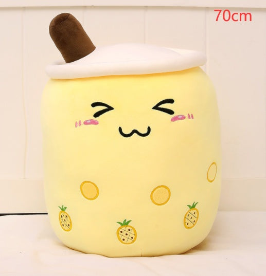 Strawberry Milk Tea Boba Plush Pillow – Cute Bubble Tea Stuffed Toy Cushion
