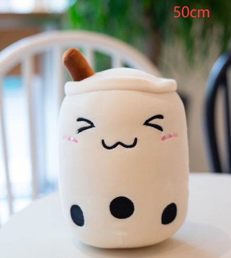 Strawberry Milk Tea Boba Plush Pillow – Cute Bubble Tea Stuffed Toy Cushion