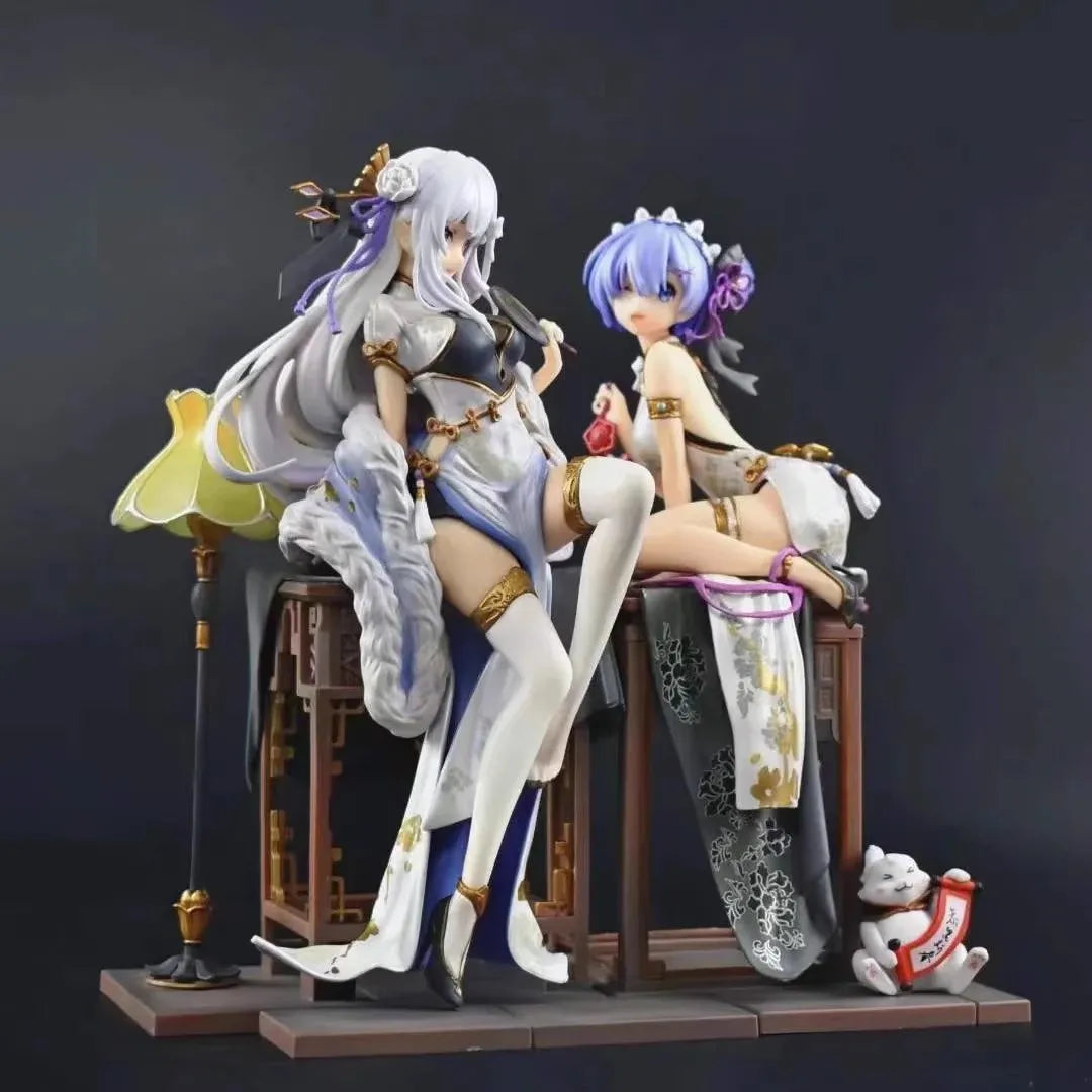 Re:Zero Emilia & Rem Figures – 23 cm Lolita Outfit PVC Anime Collectible Statue Models