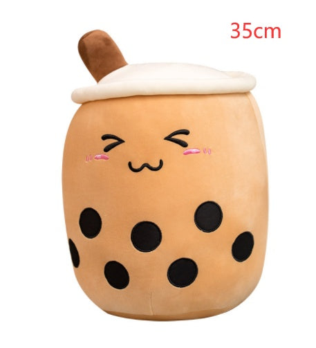 Strawberry Milk Tea Boba Plush Pillow – Cute Bubble Tea Stuffed Toy Cushion
