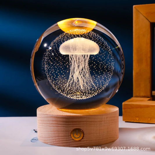 3D Crystal Night Light – Laser Engraved Glass Globe with Colour-Changing LED Base for Home Décor & Gifting