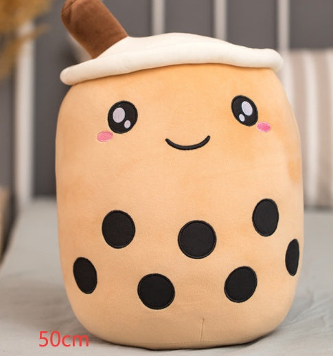 Strawberry Milk Tea Boba Plush Pillow – Cute Bubble Tea Stuffed Toy Cushion