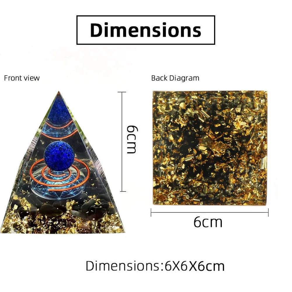 6cm Energy Pyramid with Natural Amethyst Ball – Orgonite Reiki Crystal for Chakra Healing, Meditation & Home Decoration