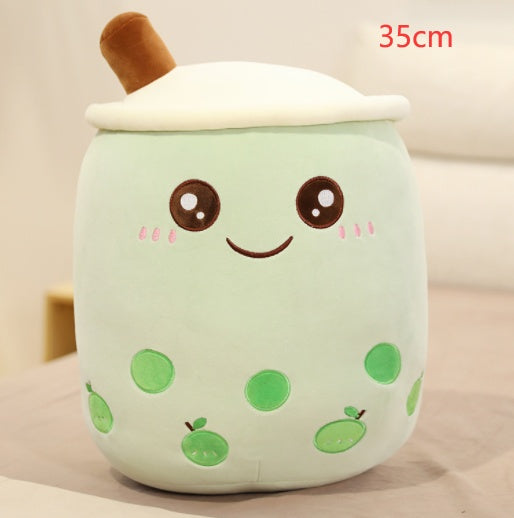 Strawberry Milk Tea Boba Plush Pillow – Cute Bubble Tea Stuffed Toy Cushion