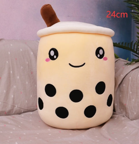 Strawberry Milk Tea Boba Plush Pillow – Cute Bubble Tea Stuffed Toy Cushion
