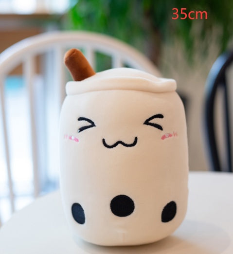 Strawberry Milk Tea Boba Plush Pillow – Cute Bubble Tea Stuffed Toy Cushion