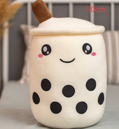 Strawberry Milk Tea Boba Plush Pillow – Cute Bubble Tea Stuffed Toy Cushion